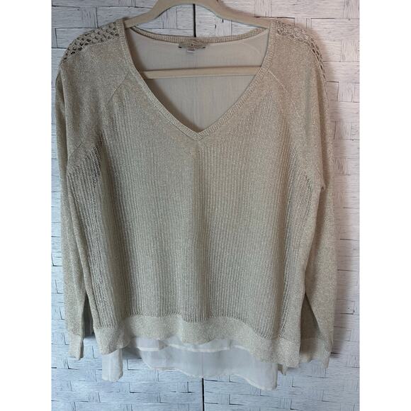 Lucky Brand lightweight coastal sweater tank top chiffon lining loose weave - Picture 1 of 11